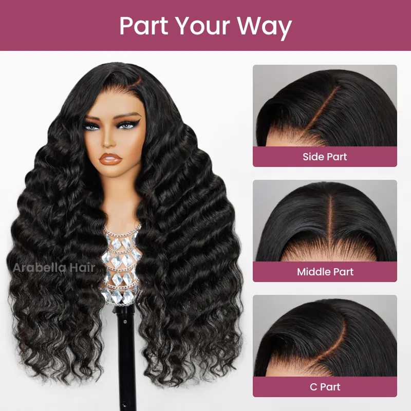 360 Lace Frontal Loose Wave Natural Black Human Hair Wig Free Part - Arabella Hair