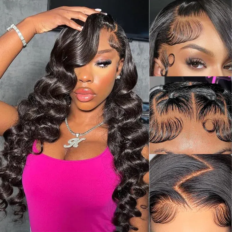 360 Lace Frontal Loose Wave Natural Black Human Hair Wig Free Part - Arabella Hair