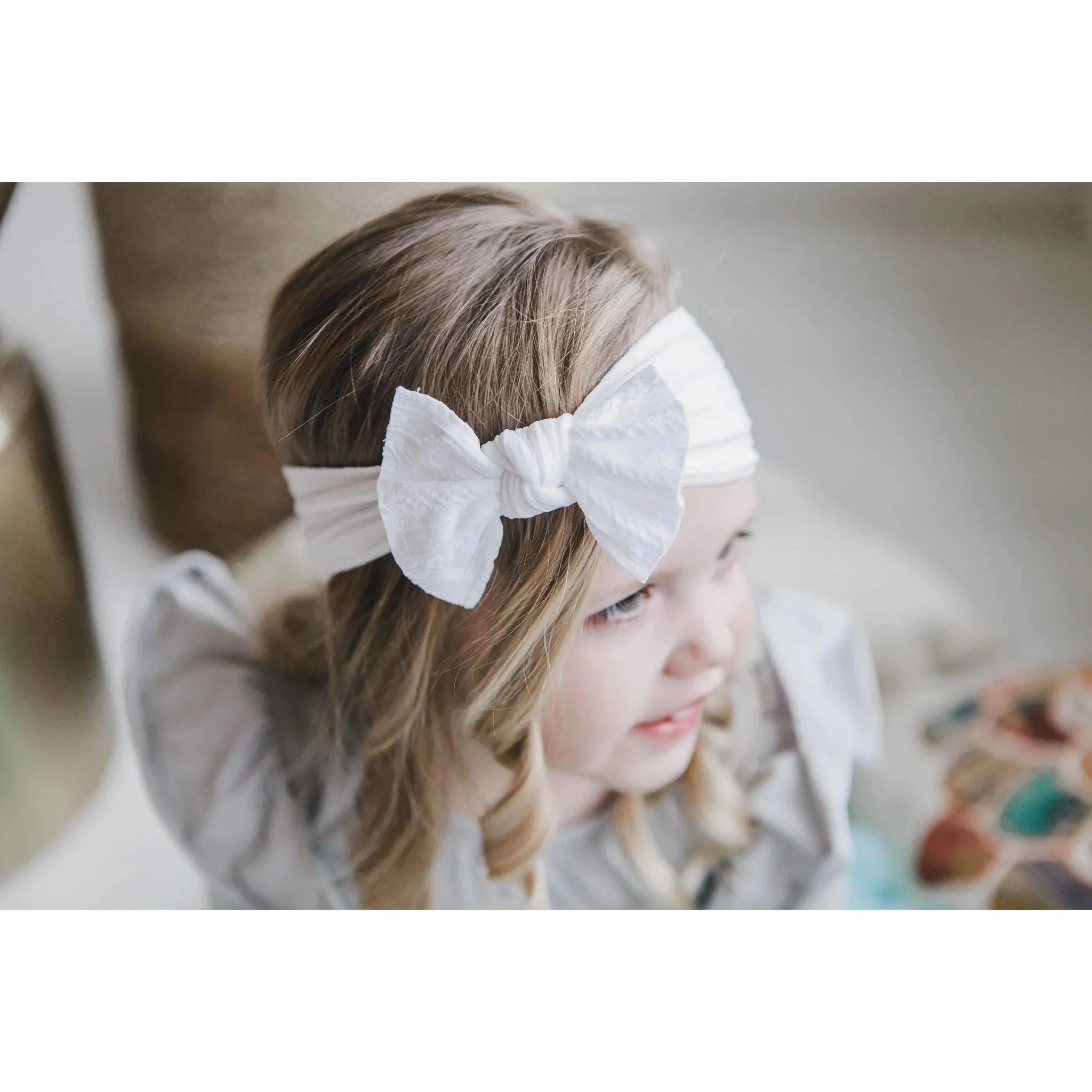 Beluga White Cable Knit Headband Bow