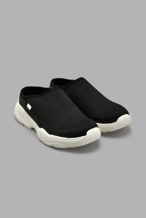 Black Knitted Mule Trainer