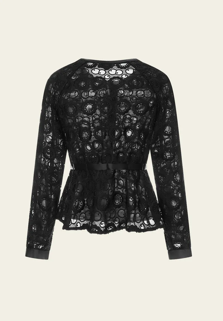 Black Lace Slim Waist Jacket