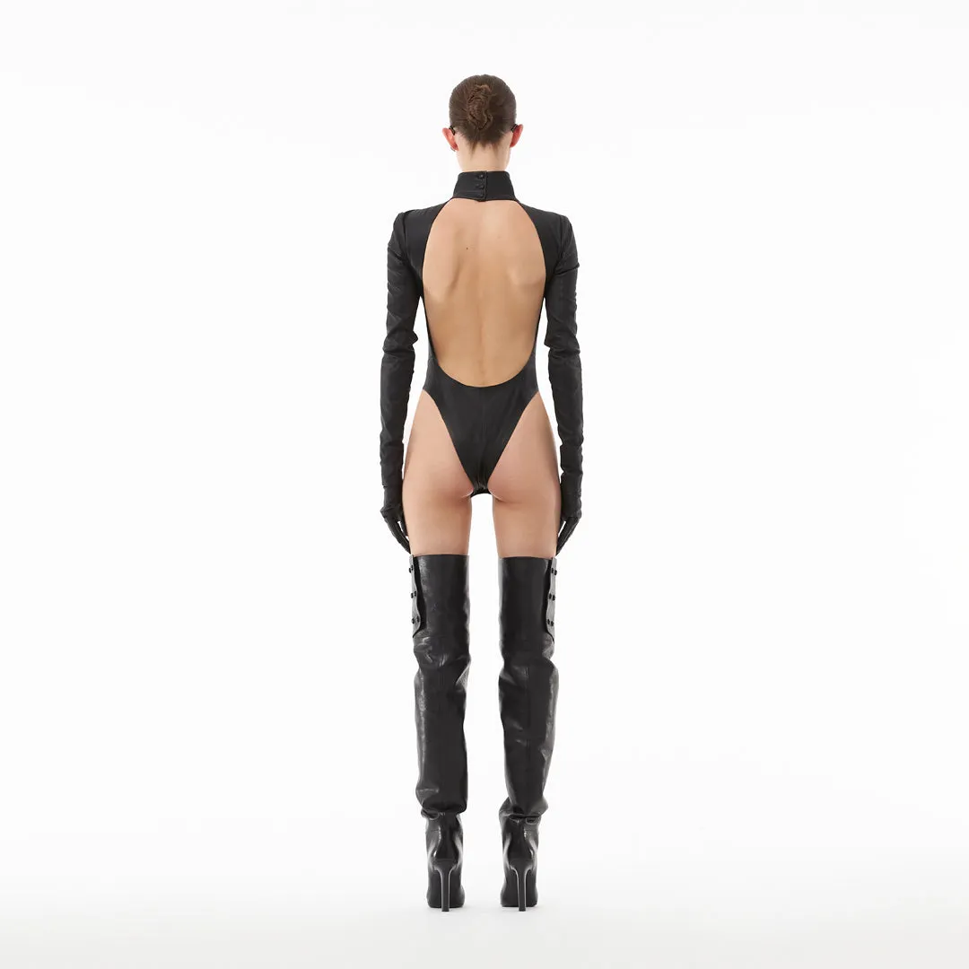 BODYSUIT WITH OPEN BACK AND DETACHABLE GLOVES