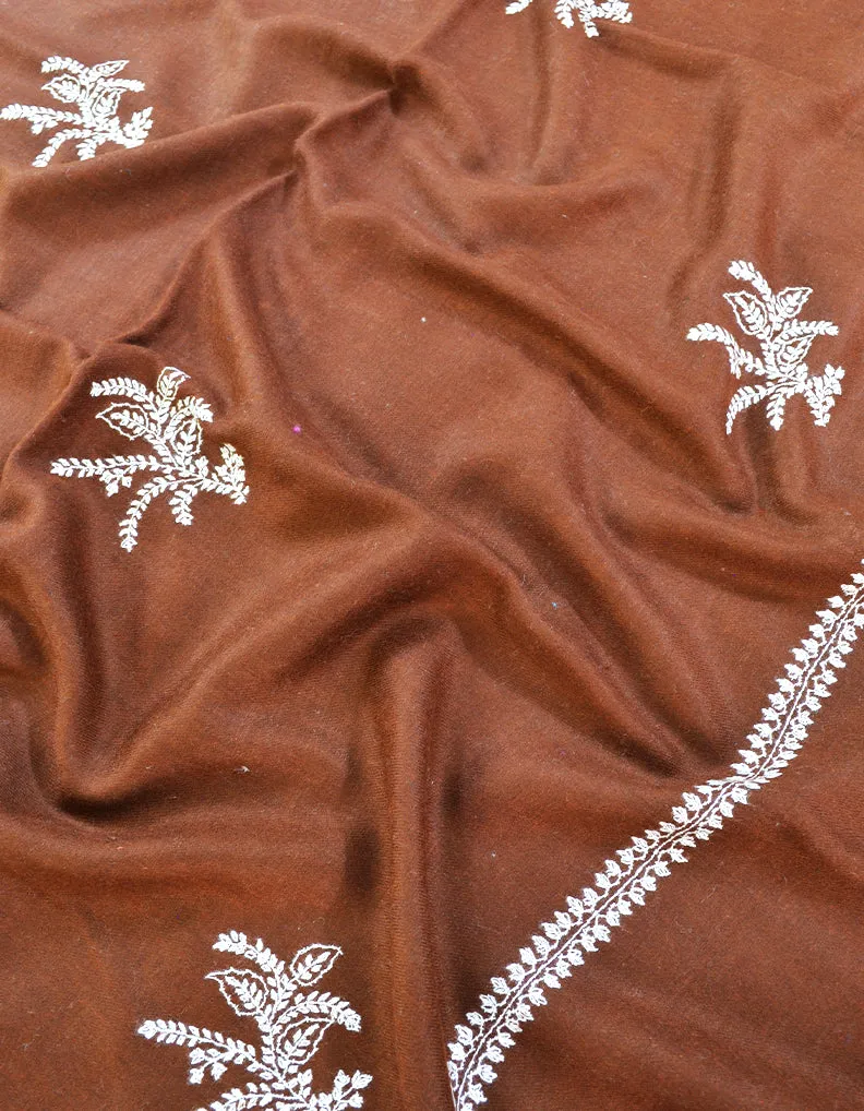 brown booti embroidery Pashmina shawl 8652