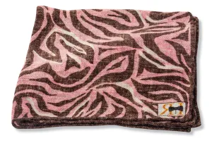 Brown/Pink Wool/Silk/Cashmere Animal Print Pocket Square - 5378