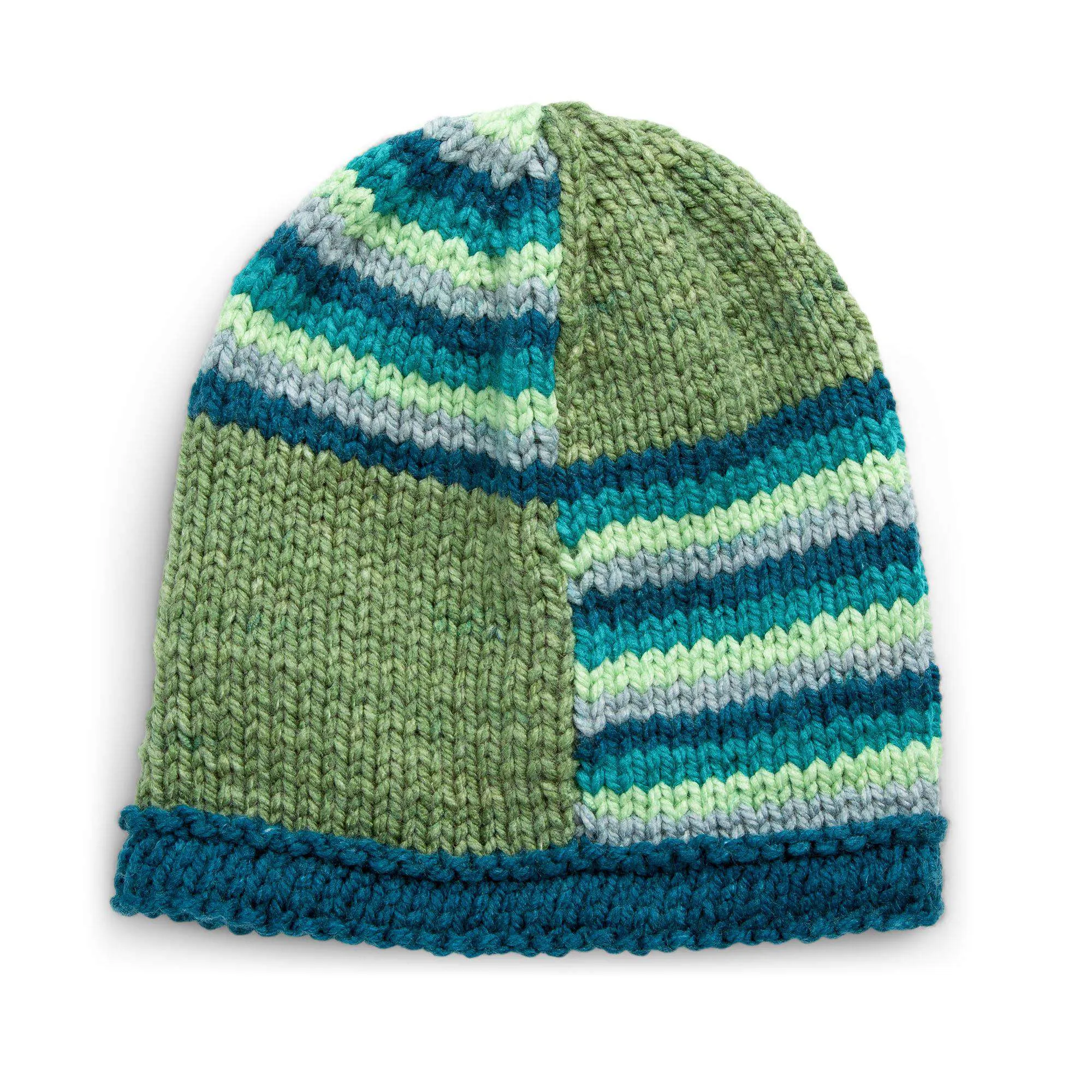 Caron Easy Striped & Blocked Knit Hat