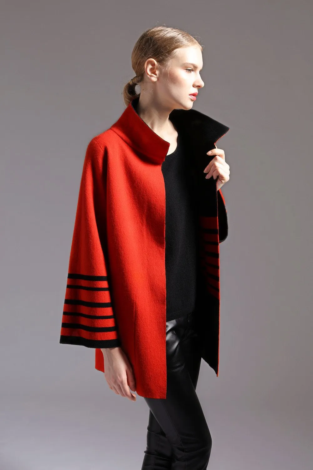 Cashmere stripe reversible coat