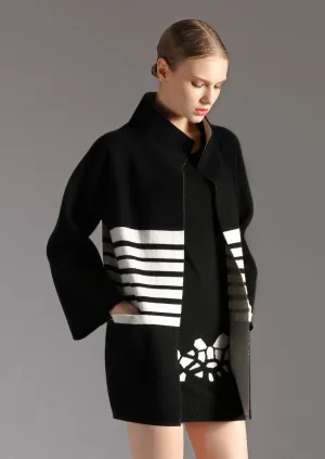 Cashmere stripe reversible coat