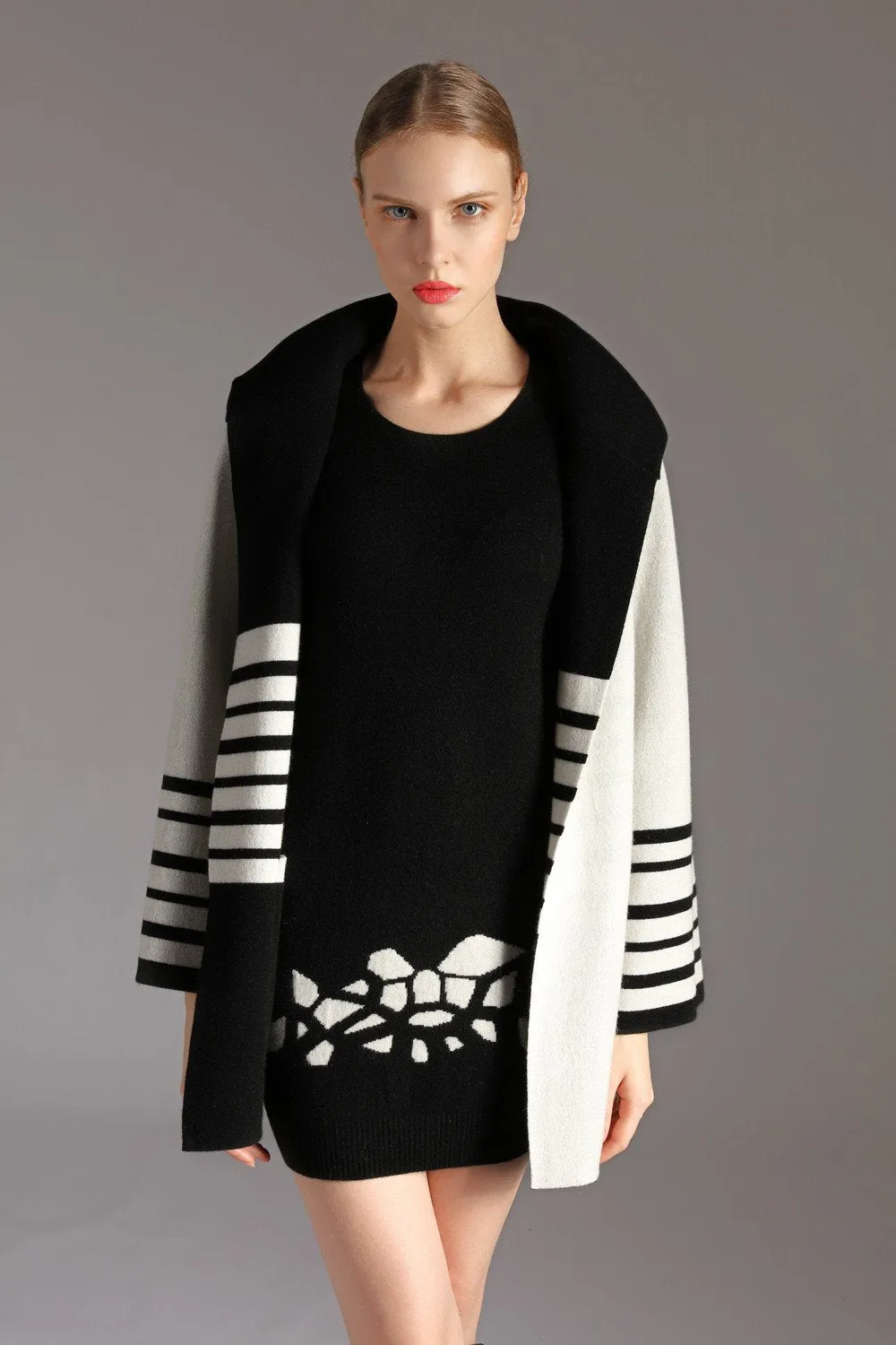 Cashmere stripe reversible coat