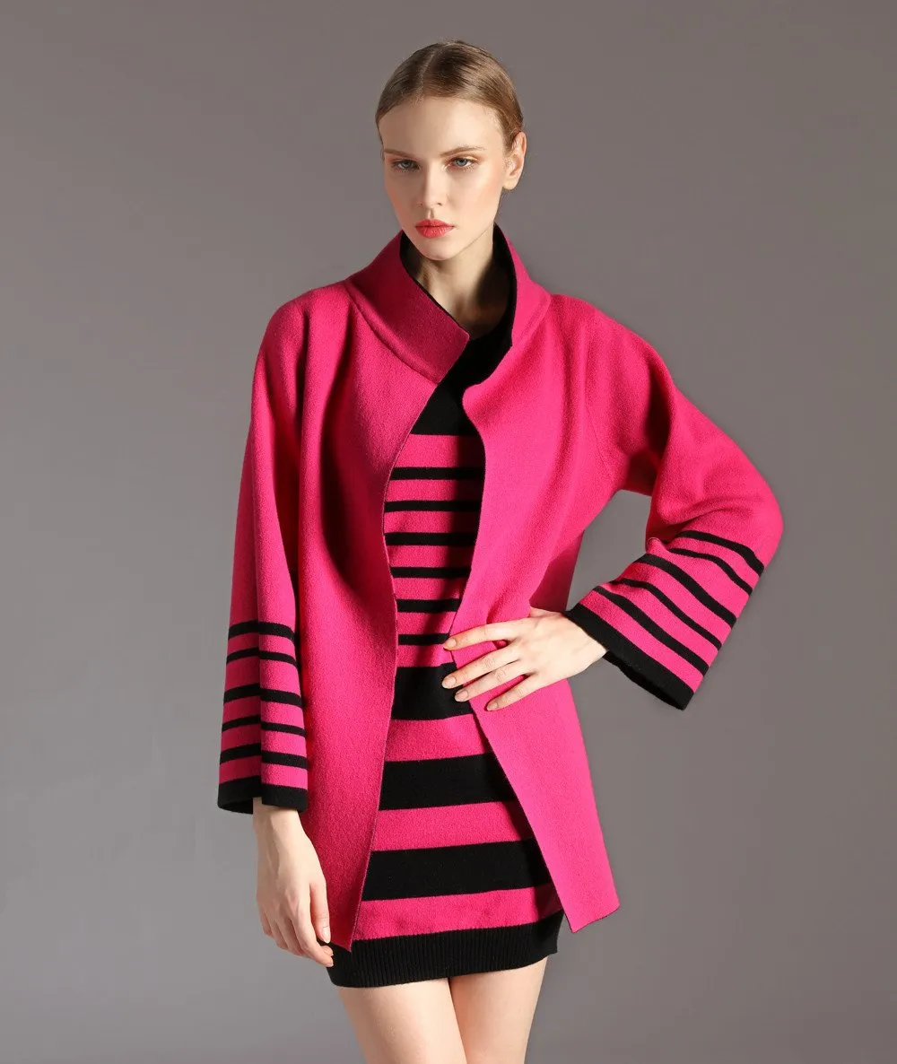 Cashmere stripe reversible coat