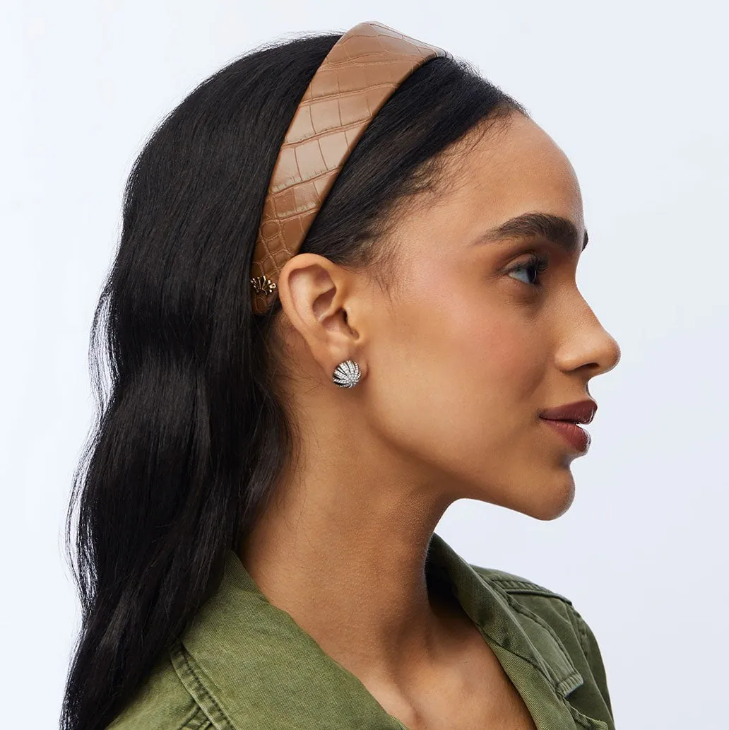 CEDAR BROWN FAUX CROC CHER HEADBAND