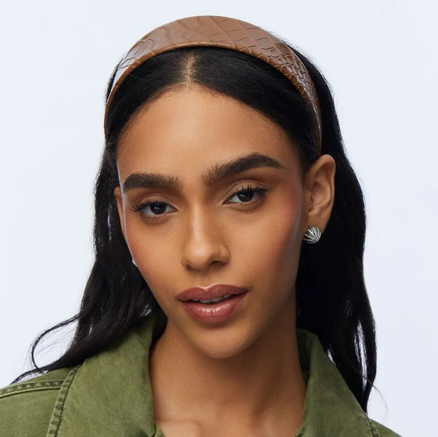 CEDAR BROWN FAUX CROC CHER HEADBAND