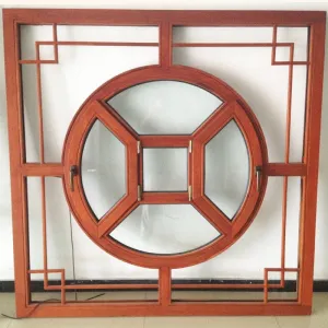 Chines Style Arched-Top-Solid Wood-Casement Window