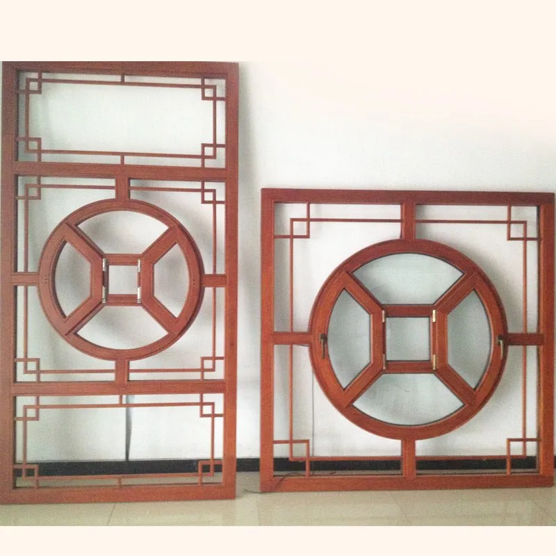 Chines Style Arched-Top-Solid Wood-Casement Window