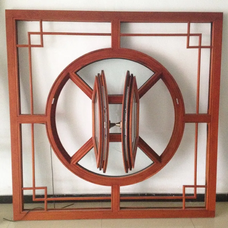 Chines Style Arched-Top-Solid Wood-Casement Window