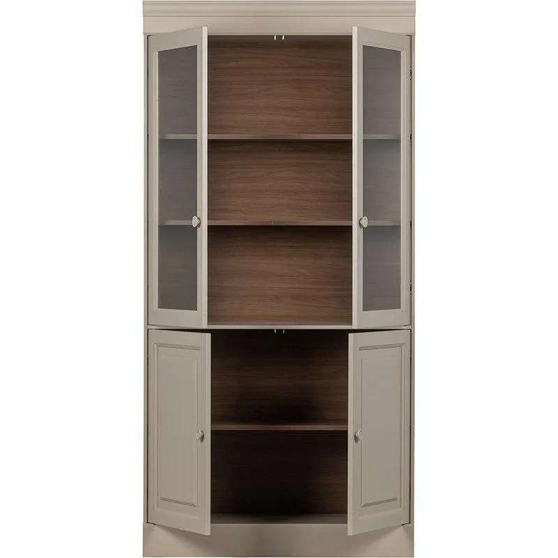 Chow Warm Grey Pine Wood 4 Door Cabinet