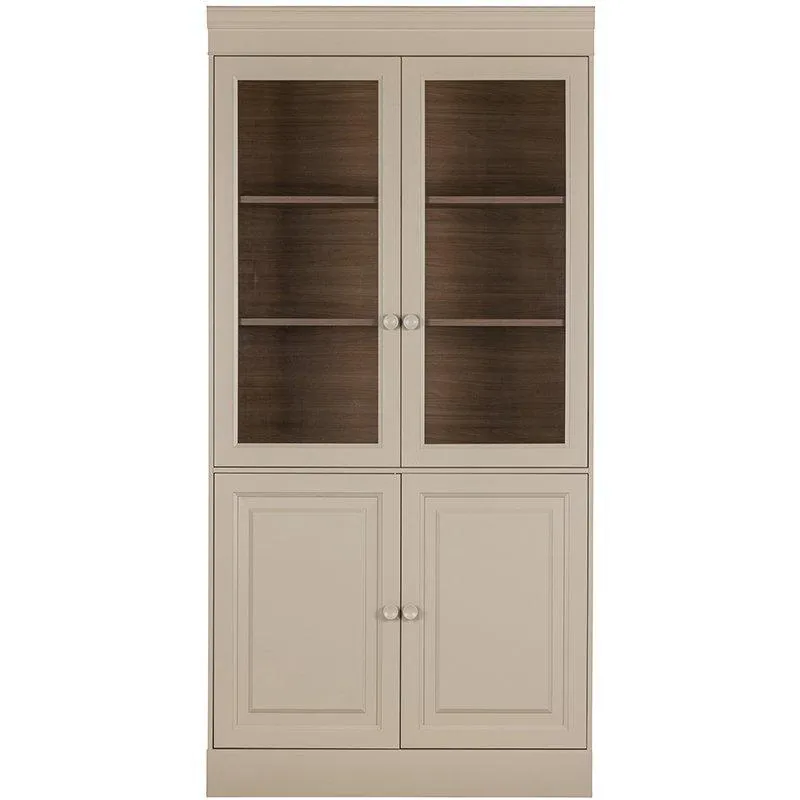 Chow Warm Grey Pine Wood 4 Door Cabinet