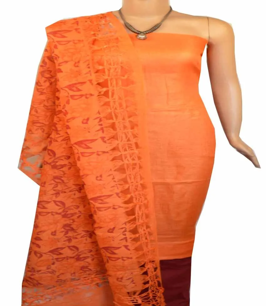 Churidar Material: Top in Linen, Dupatta in Linen and Bottom in Cotton Silk (Un-stitched-180100398