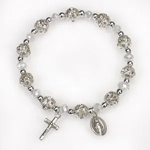 Clear Crystal Stretch Rosary Bracelet