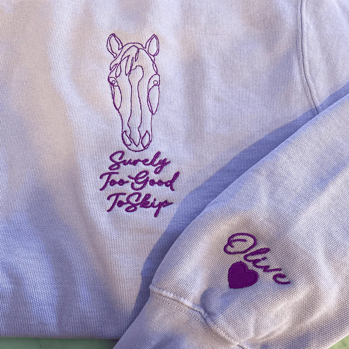 Comfort Color® Custom Embroidered Horse Sweatshirt from Photo