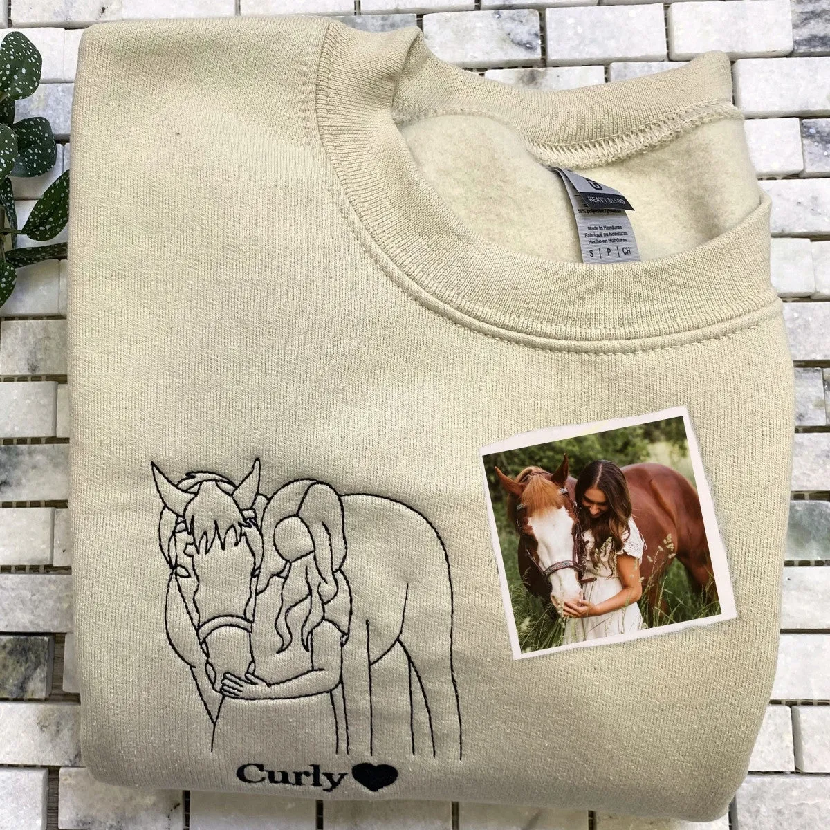 Comfort Color® Custom Embroidered Horse Sweatshirt from Photo