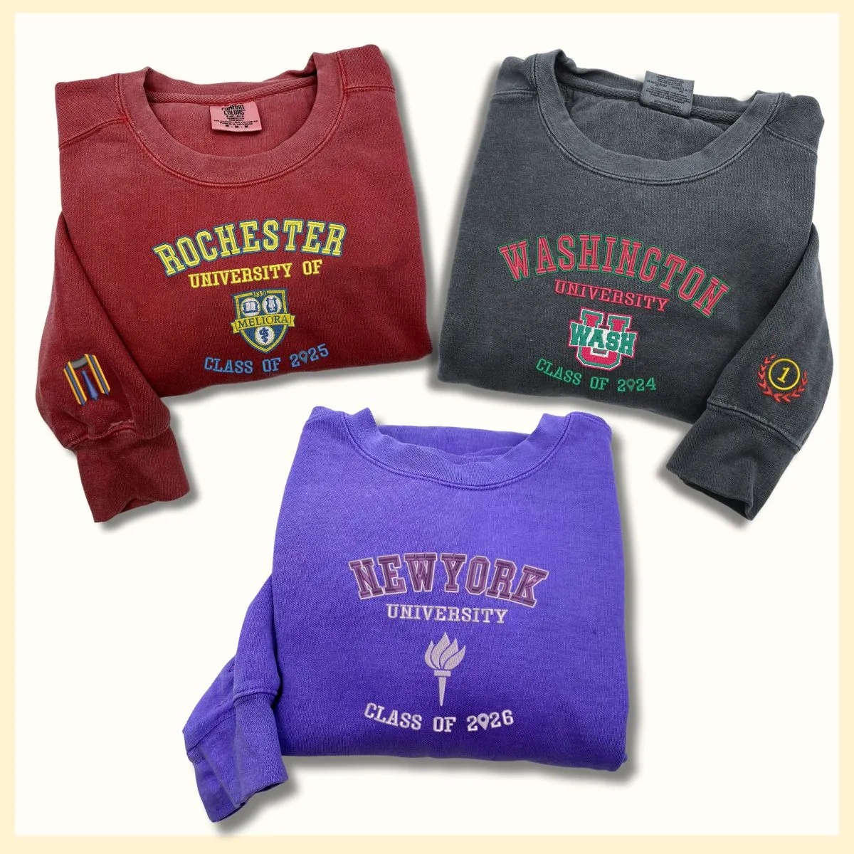 Comfort Color® Custom Embroidered University Sweatshirt, Sorority Gift