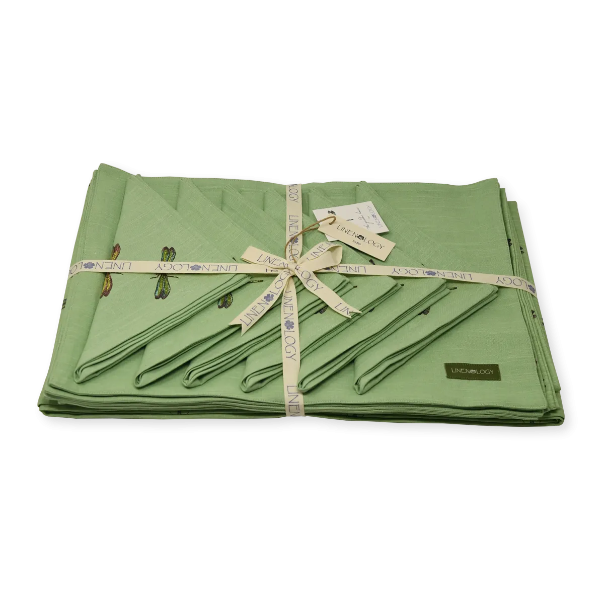 Dining Set - Akitsu - Seafoam - Acrylic Coated Table Cloth, 6 Place mats, Napkins ( Set of 6) (Copy)