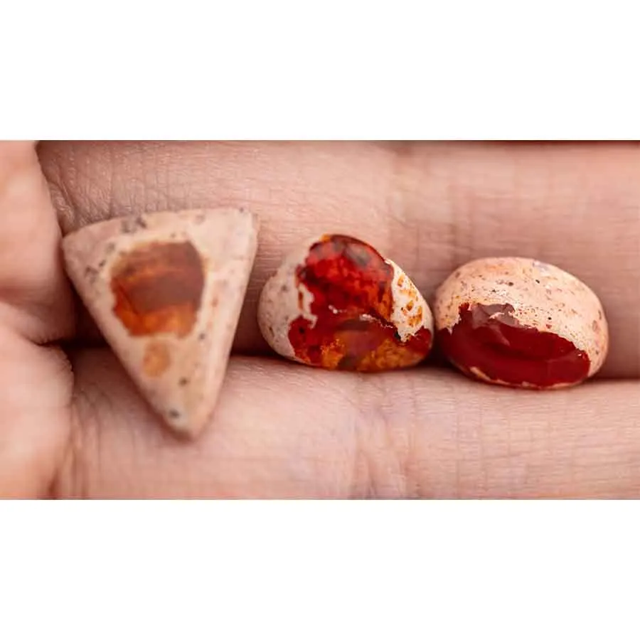 Drop-shaped Mexican Fire Opal With One Crack On The Surface