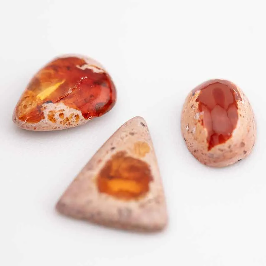 Drop-shaped Mexican Fire Opal With One Crack On The Surface