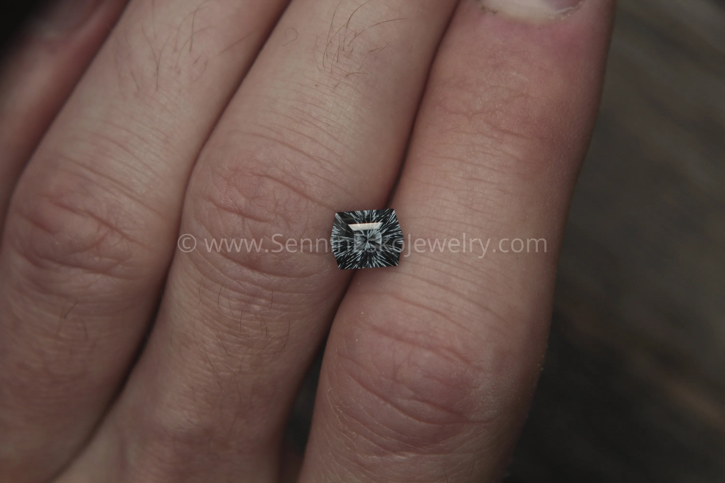 Fantasy Cut Grey Spinel Hexagon, 6x7.8mm, 1.95 carats - Natural Spinel - Steely Grey Spinel Loose Gemstone