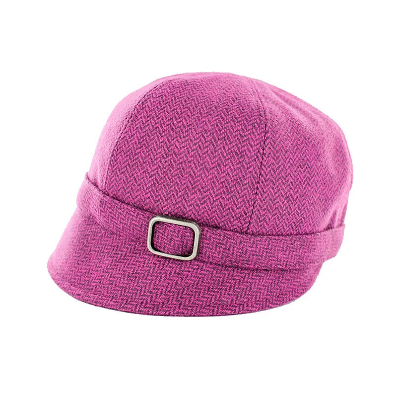 Flapper Cap - Fuchsia Herringbone