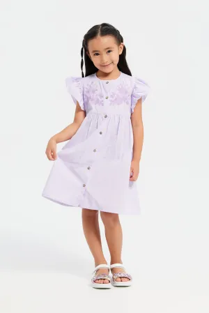 Girls Lilac Flared Sleeves Dress