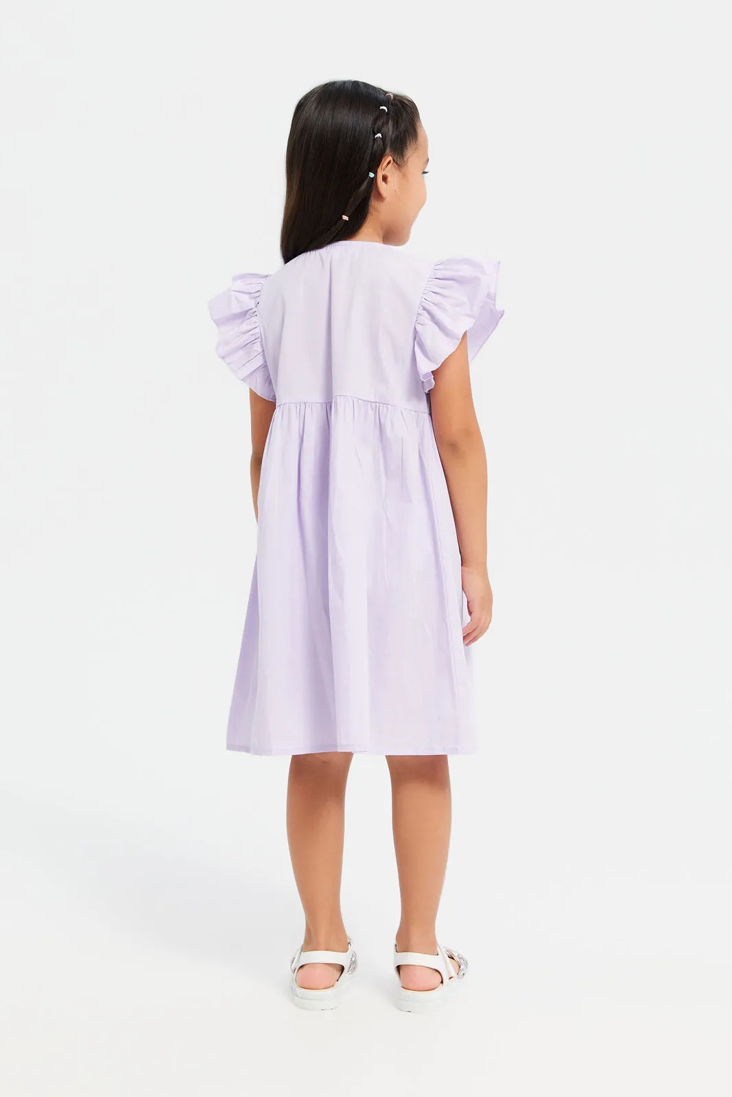 Girls Lilac Flared Sleeves Dress