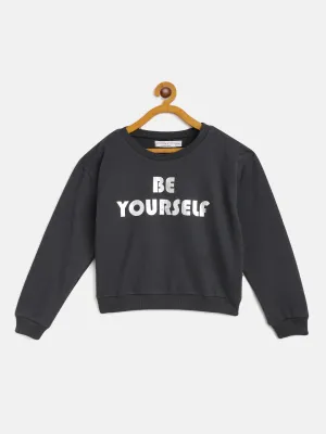 Girls Navy Terry Be-Yourself Sweatshirt