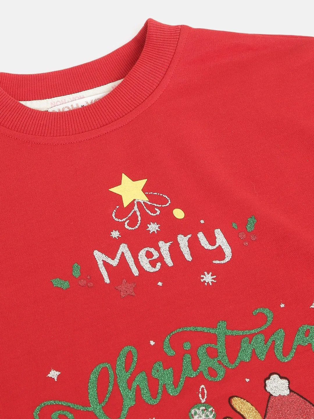 Girls Red Merry Christmas Print Sweatshirt