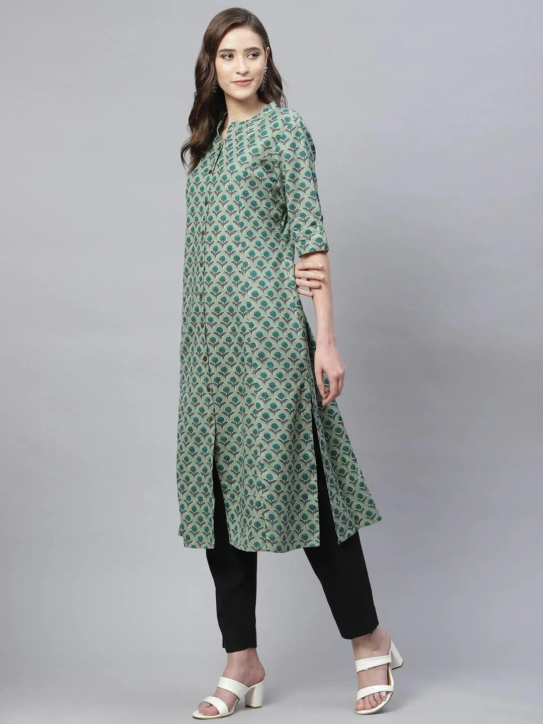 Green Cotton Flex Kurta