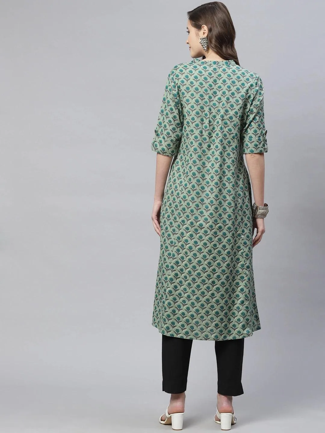 Green Cotton Flex Kurta