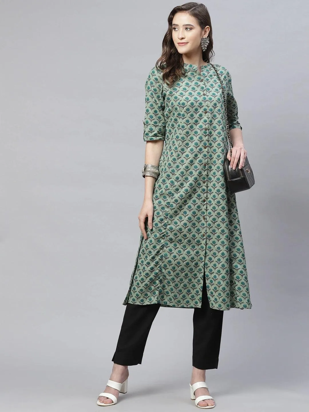 Green Cotton Flex Kurta