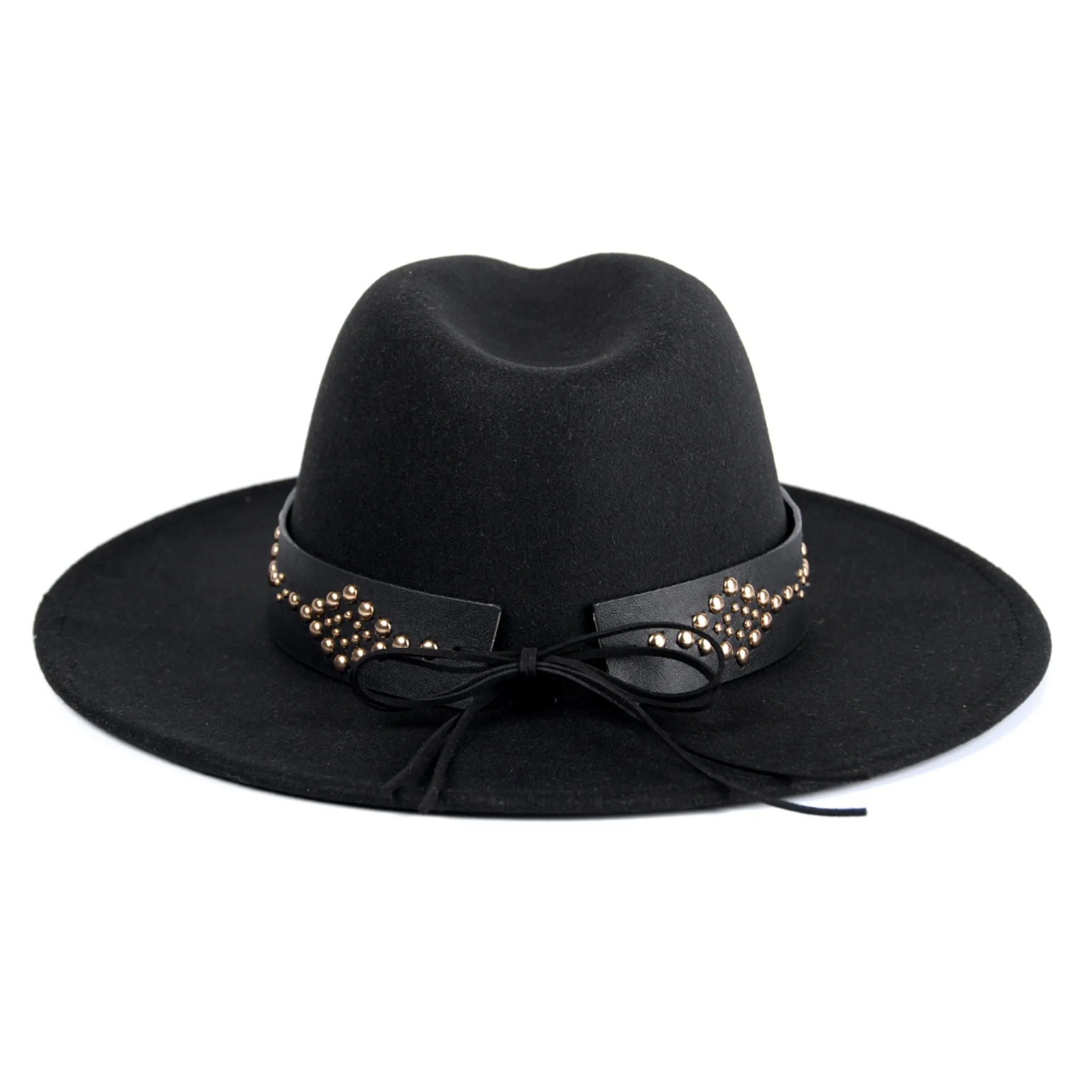 HAT2194 Glinda Grommet Trim Wide Brim Fedora