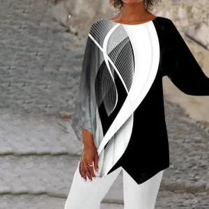 iForgirls Modern Geometric Long Sleeve Tunic Top