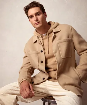 Italian Cashmere Shirt Jacket in Camel