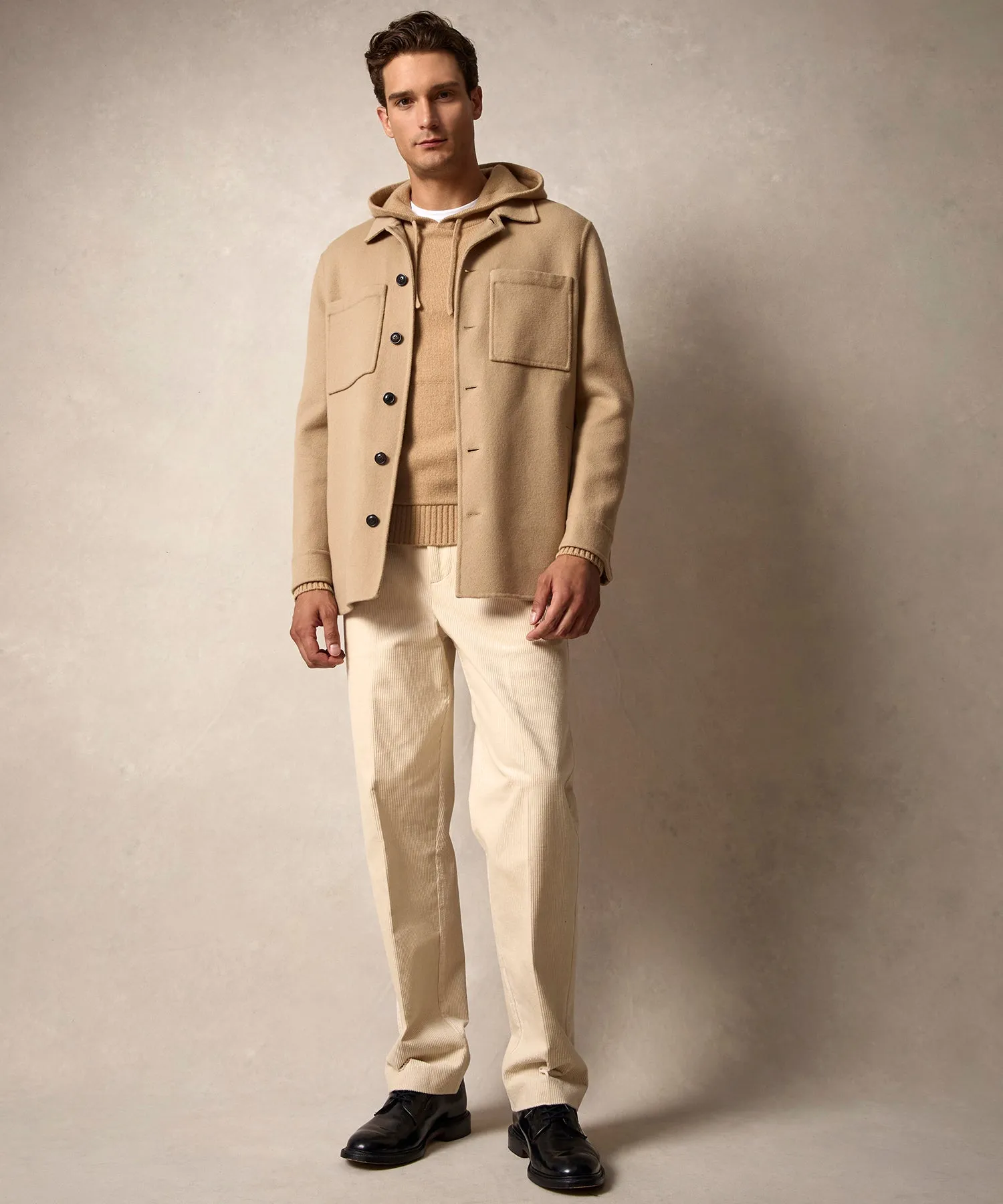 Italian Cashmere Shirt Jacket in Camel