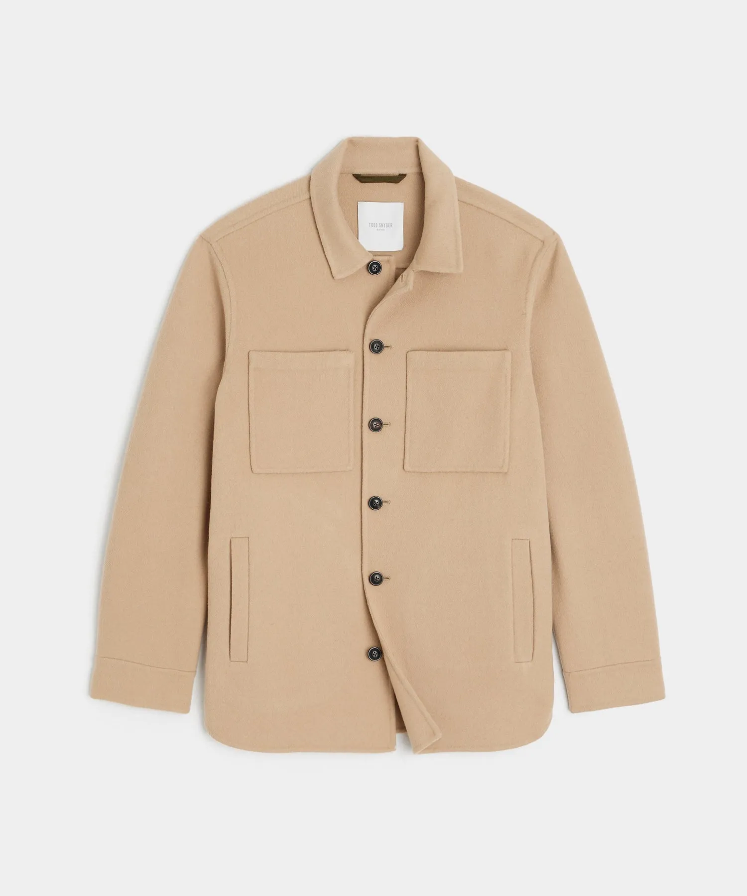 Italian Cashmere Shirt Jacket in Camel