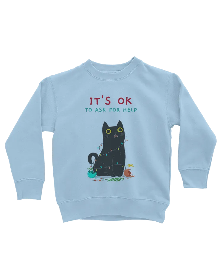 It's OK To Ask For Help (Black Cat) - Youth Sweatshirt