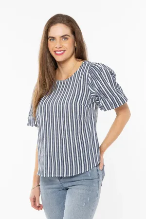 Knowing Top - Navy Stripe Texture