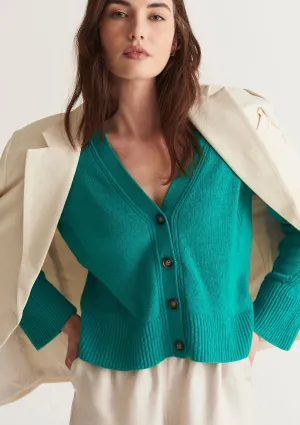 Lofty Cashmere Cardigan in Emerald Green