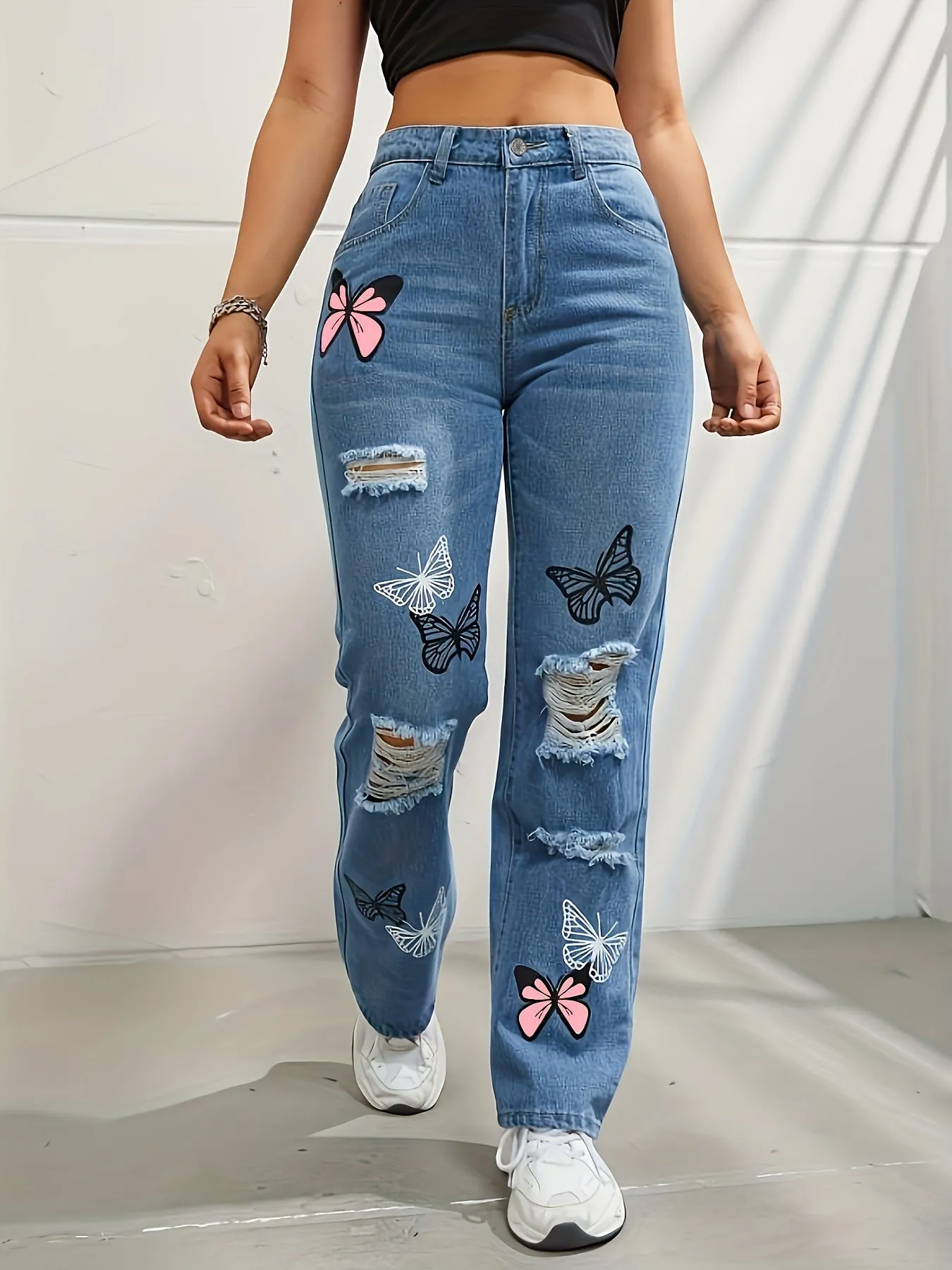 LovelyRLovely Women's High Waisted Straight Leg Jean