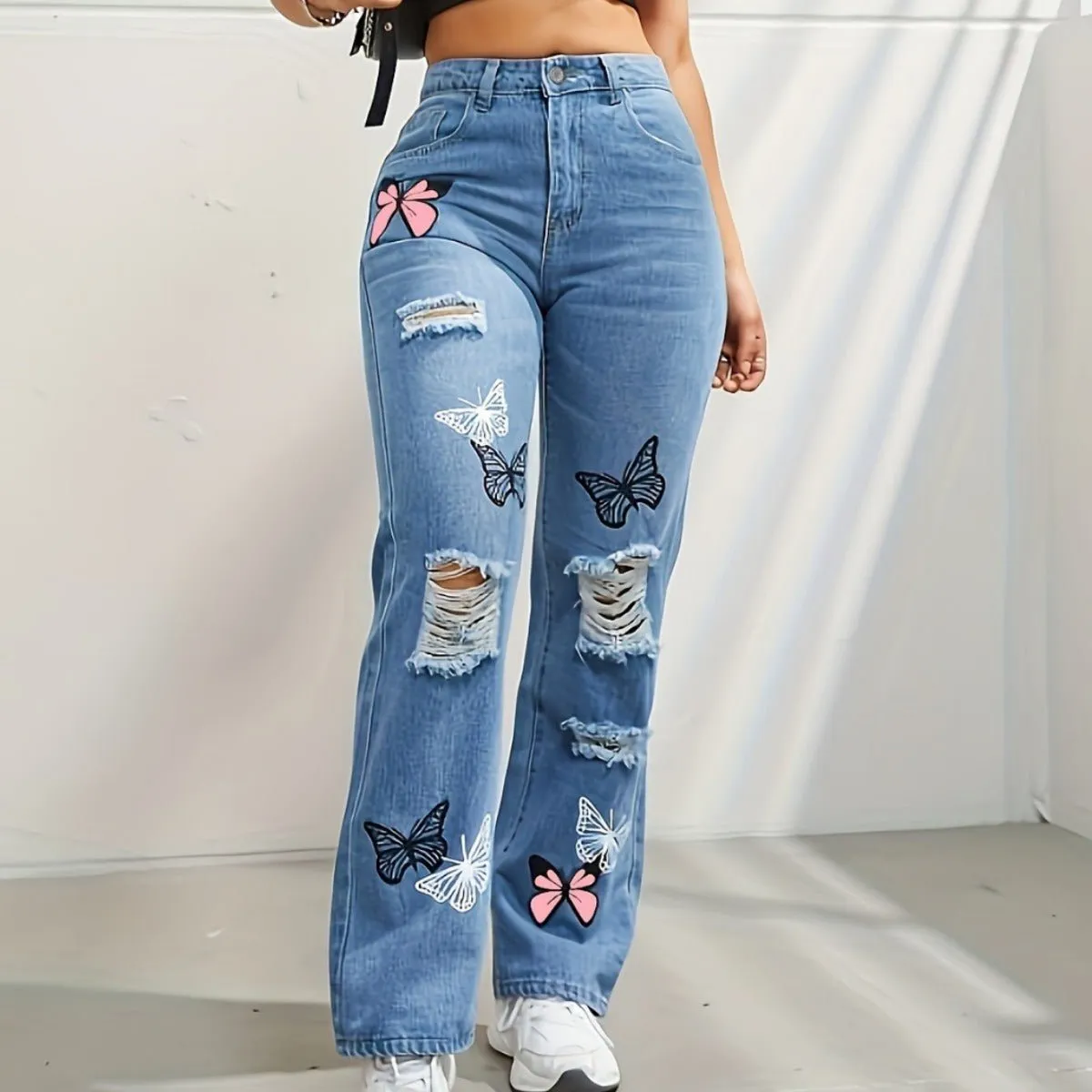 LovelyRLovely Women's High Waisted Straight Leg Jean