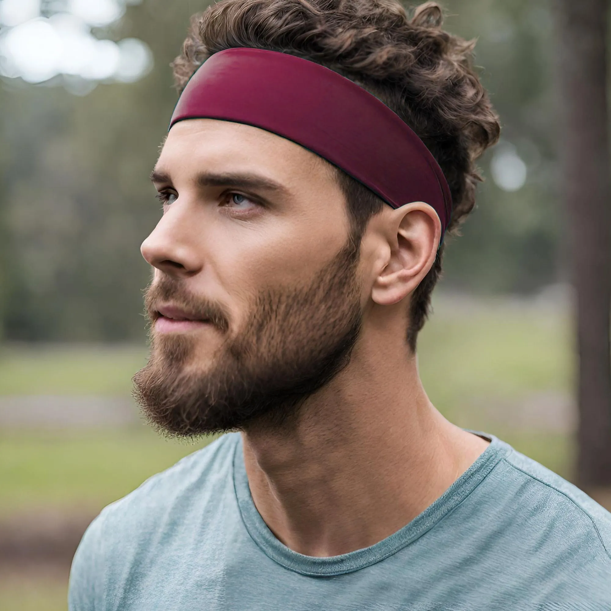 Maroon Cotton Headbands - 12 Pack