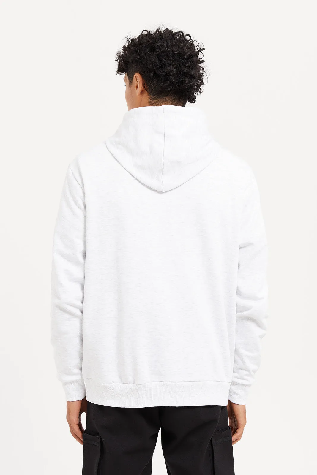 Men Ecru Basic Hoodie