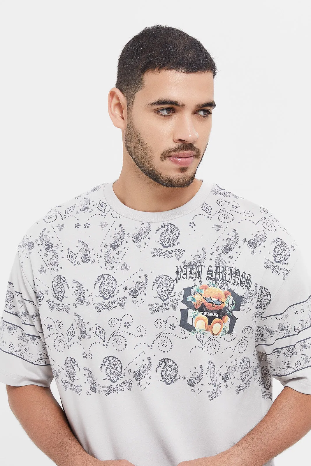 Men Grey Printed Lounge Shirt